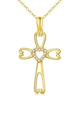 good-looking real gold cross girls necklace